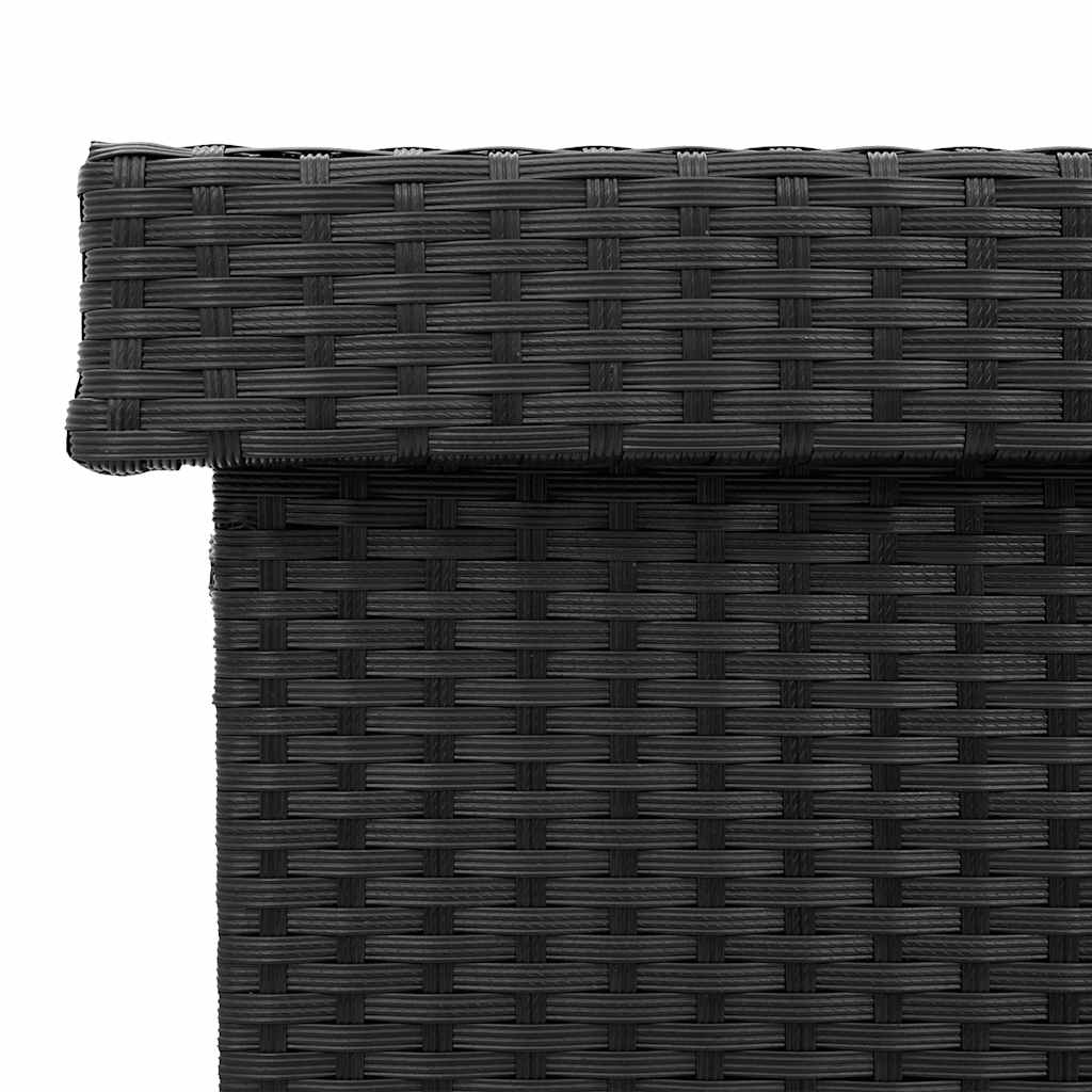 Garden Storage Box with Wheels Black 110x55x73 cm Poly Rattan