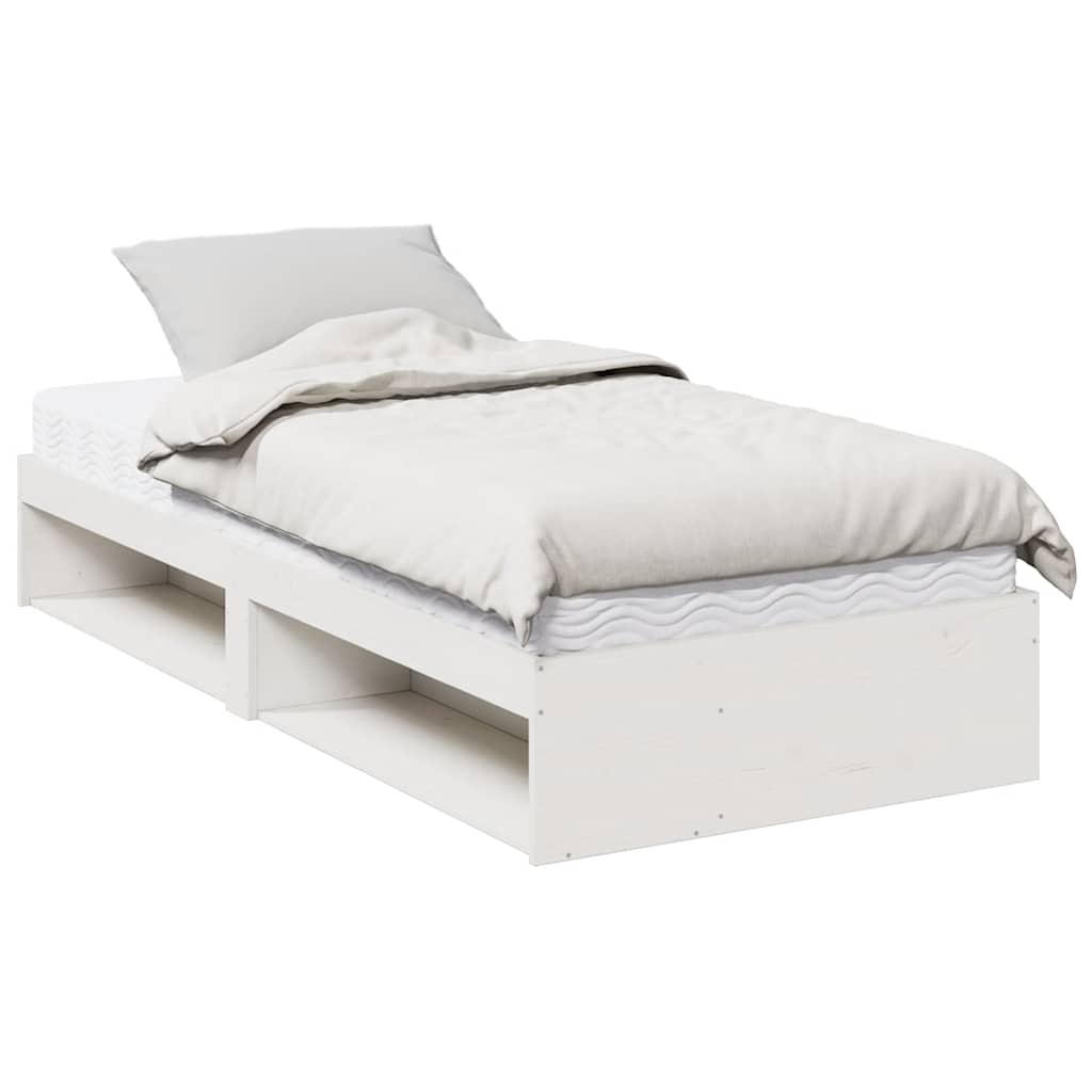 Day Bed with Mattress White 100x200 cm Solid Wood Pine