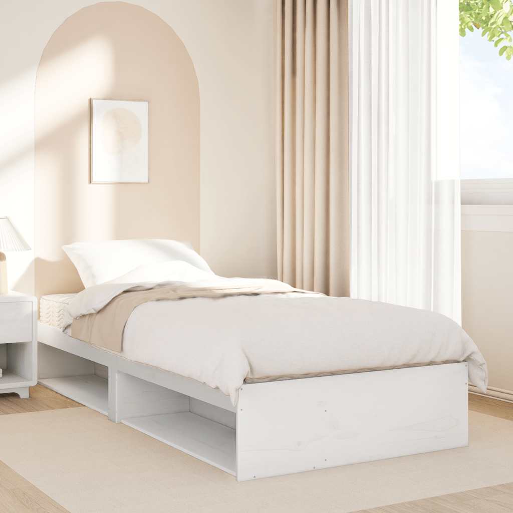 Day Bed with Mattress White 100x200 cm Solid Wood Pine