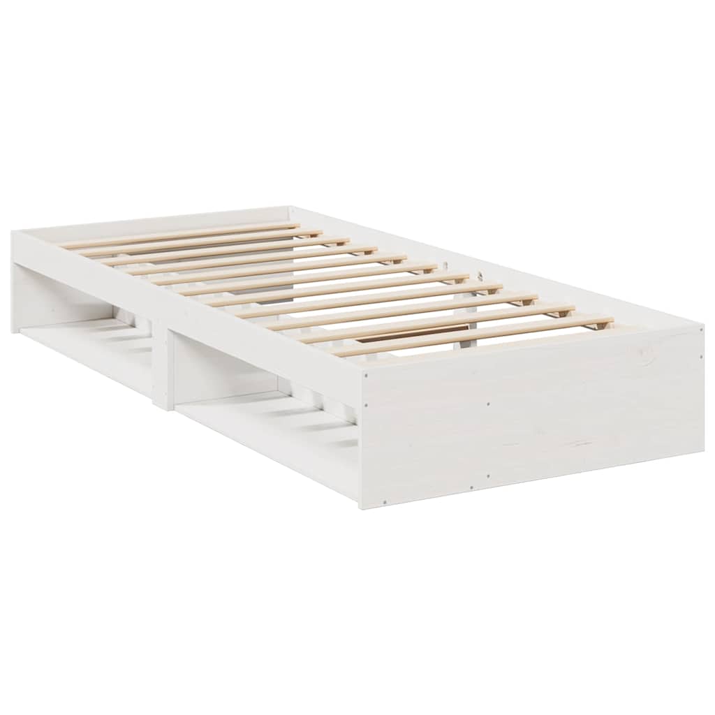 Day Bed with Mattress White 100x200 cm Solid Wood Pine