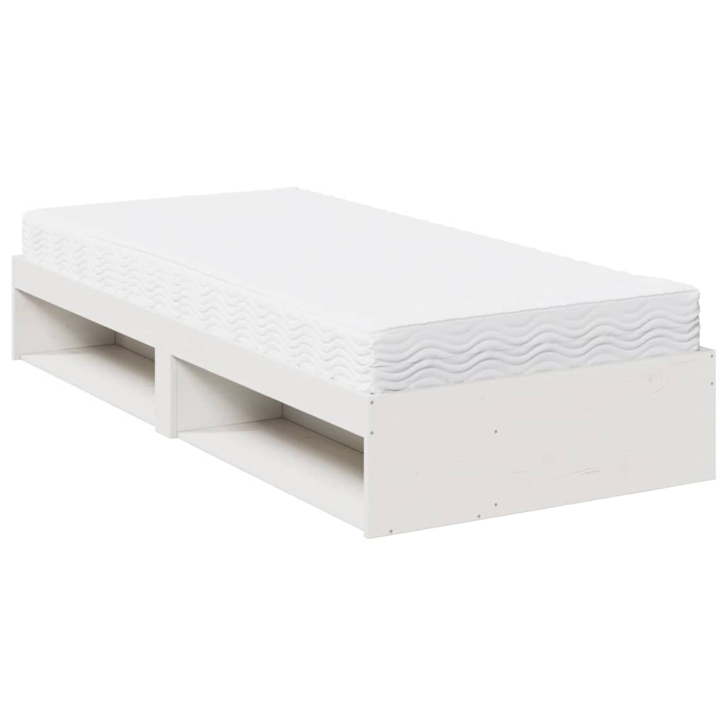 Day Bed with Mattress White 100x200 cm Solid Wood Pine