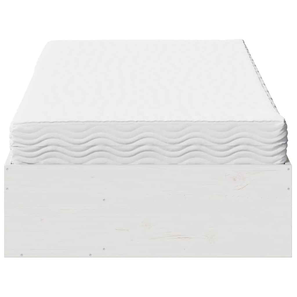 Day Bed with Mattress White 100x200 cm Solid Wood Pine