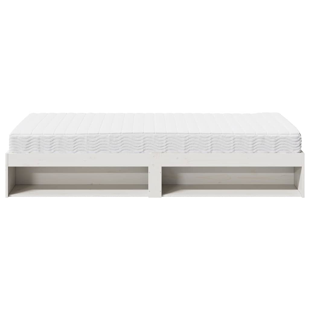 Day Bed with Mattress White 100x200 cm Solid Wood Pine