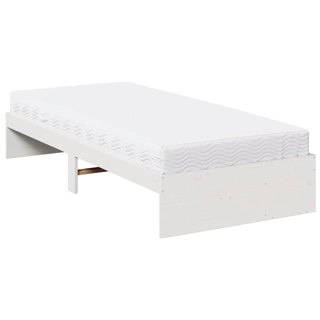 Day Bed with Mattress White 100x200 cm Solid Wood Pine