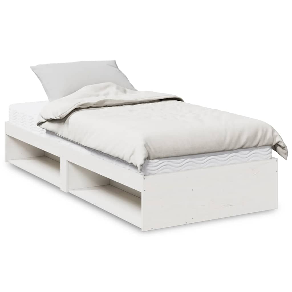 Day Bed with Mattress White 100x200 cm Solid Wood Pine