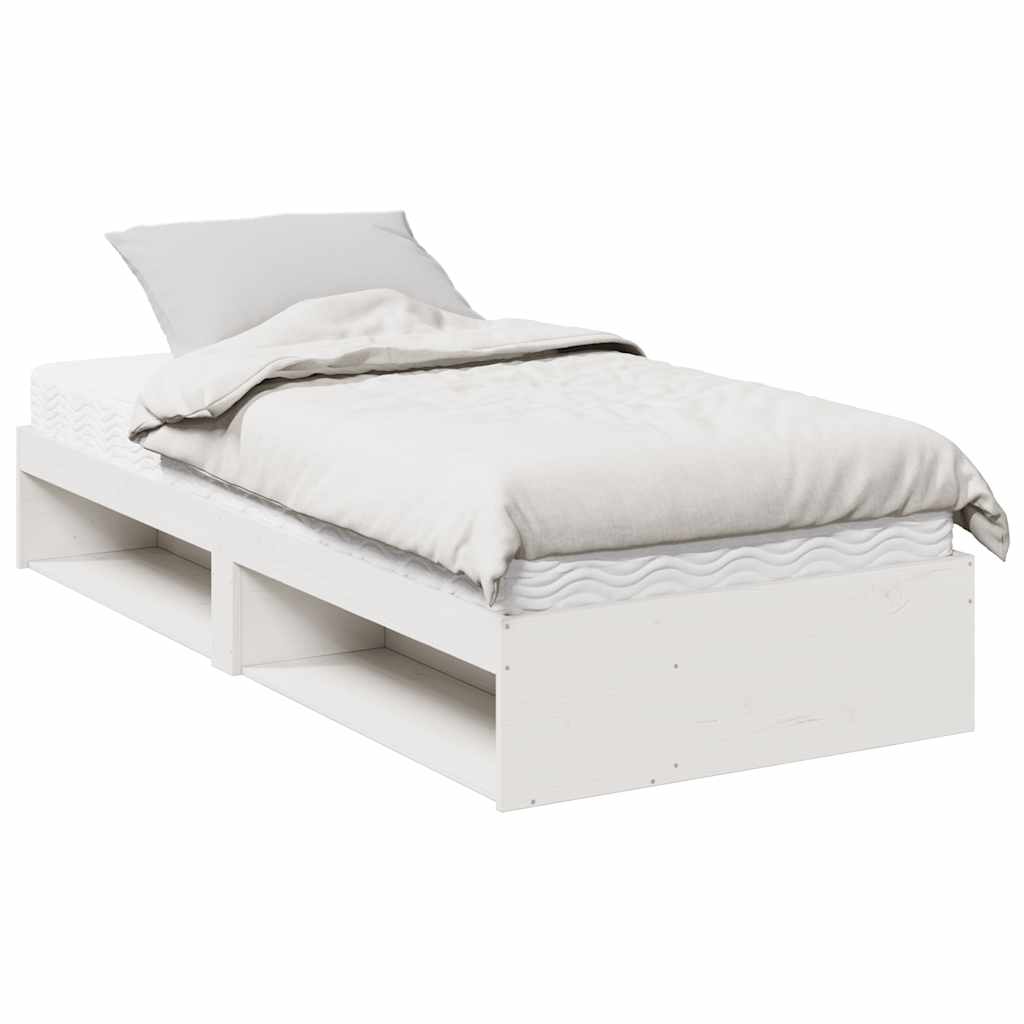 Day Bed with Mattress White 90x200 cm Solid Wood Pine