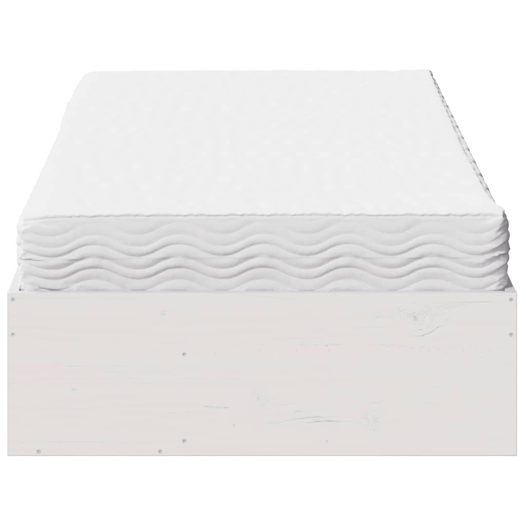 Day Bed with Mattress White 90x200 cm Solid Wood Pine