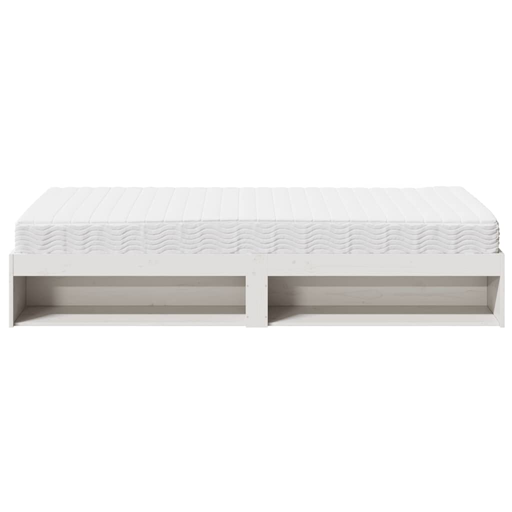 Day Bed with Mattress White 90x200 cm Solid Wood Pine