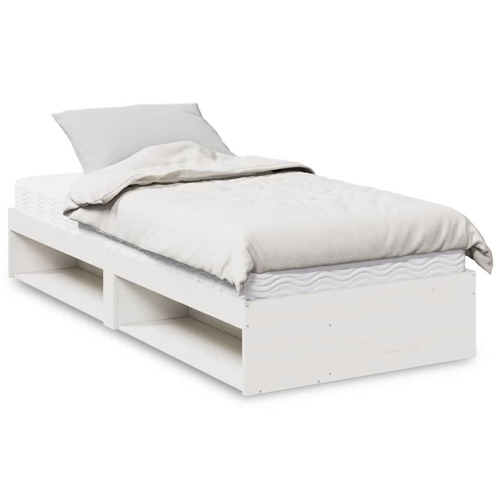 Day Bed with Mattress White 90x200 cm Solid Wood Pine