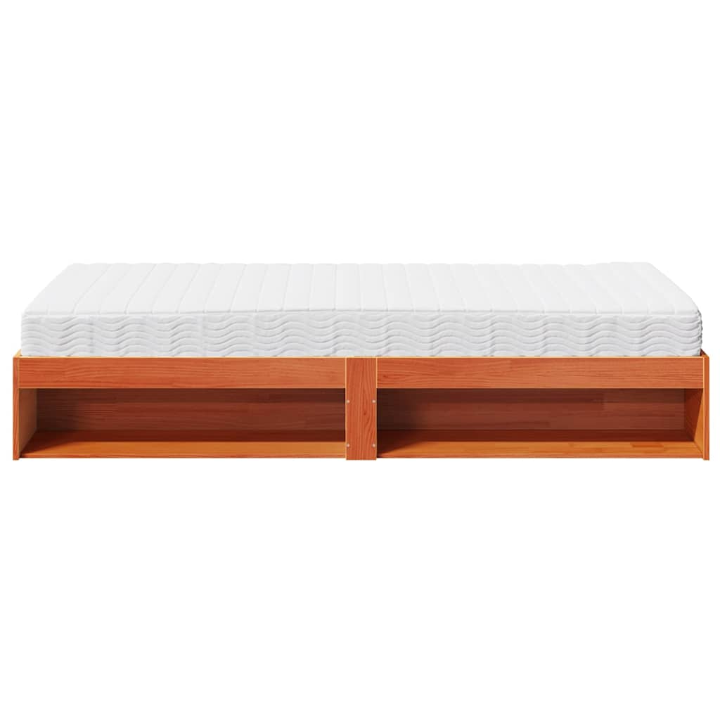 Day Bed with Mattress Wax Brown 90x200 cm Solid Wood Pine