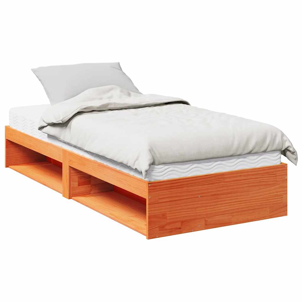 Day Bed with Mattress Wax Brown 80x200 cm Solid Wood Pine