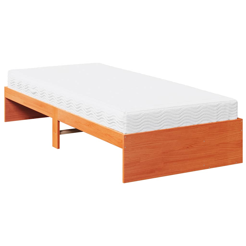 Day Bed with Mattress Wax Brown 80x200 cm Solid Wood Pine