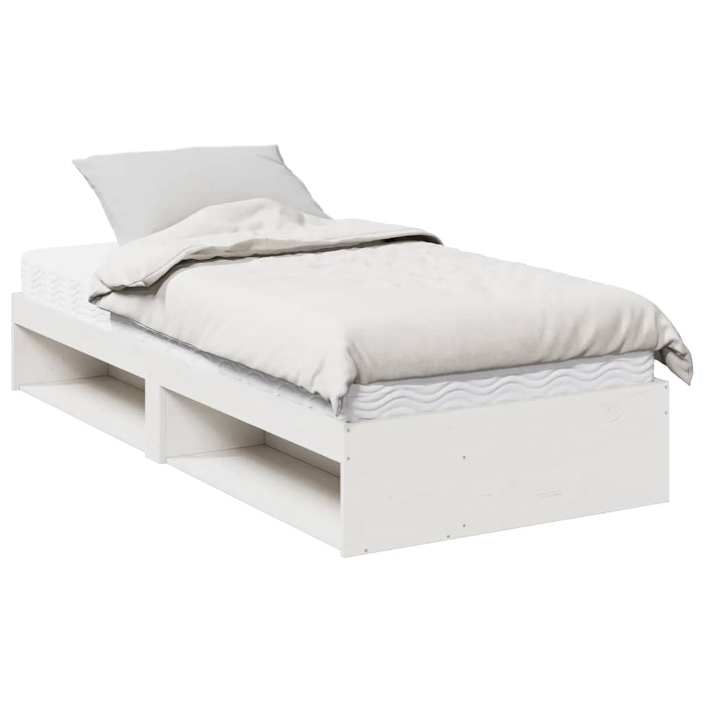 Day Bed with Mattress White 90x190 cm Solid Wood Pine