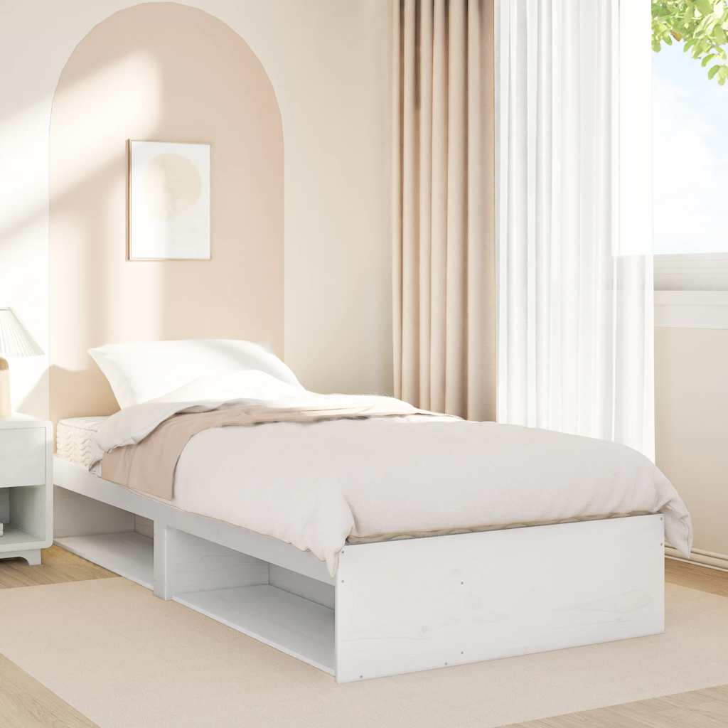 Day Bed with Mattress White 90x190 cm Solid Wood Pine