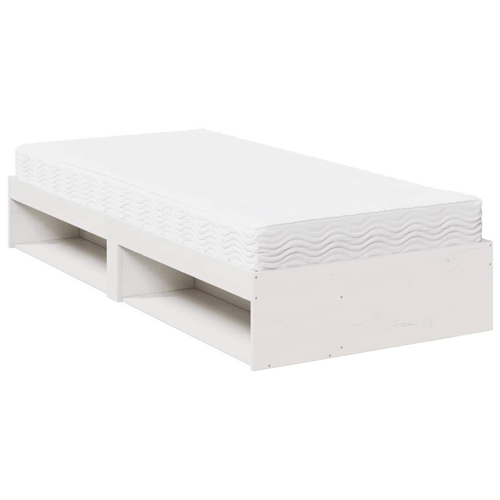 Day Bed with Mattress White 90x190 cm Solid Wood Pine