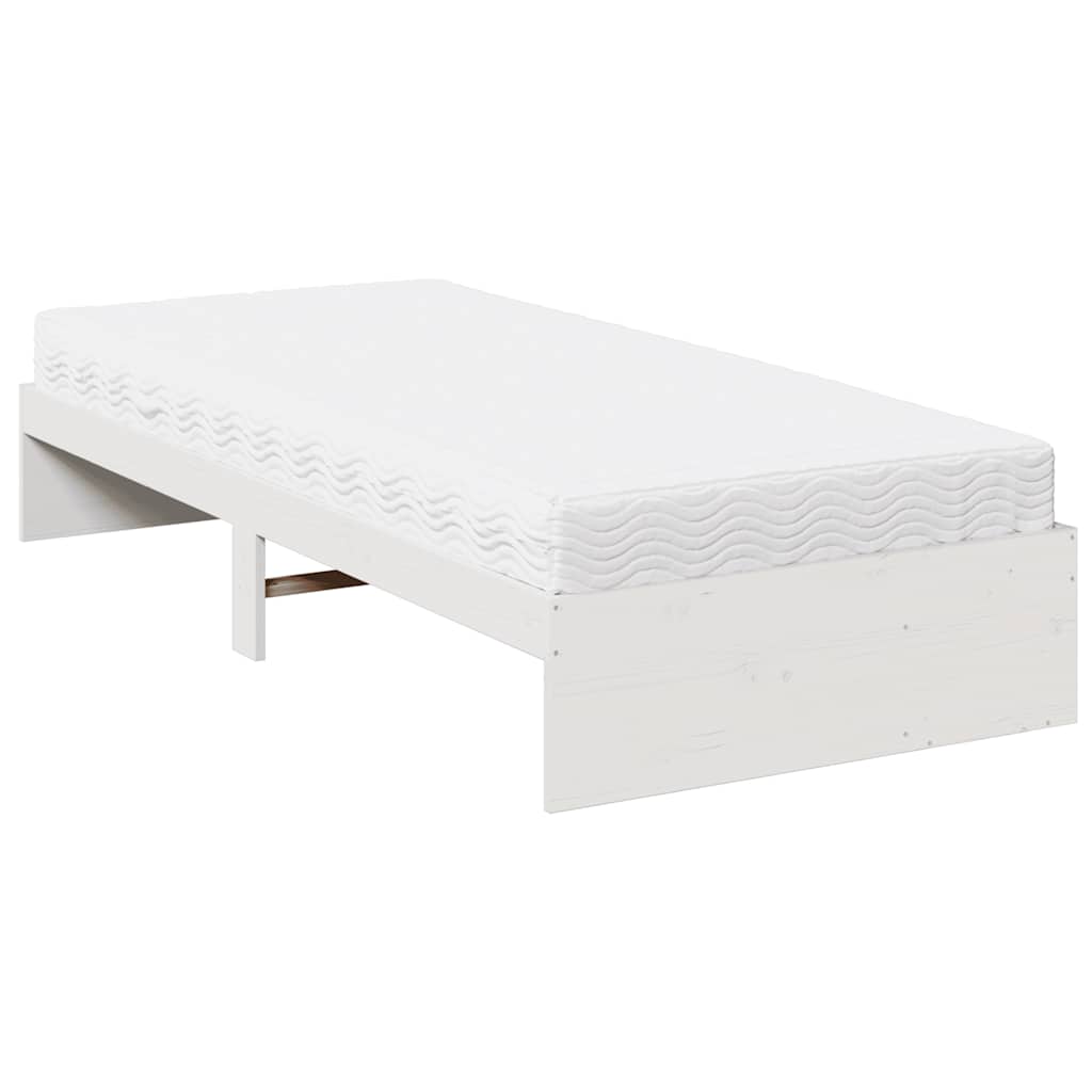 Day Bed with Mattress White 90x190 cm Solid Wood Pine