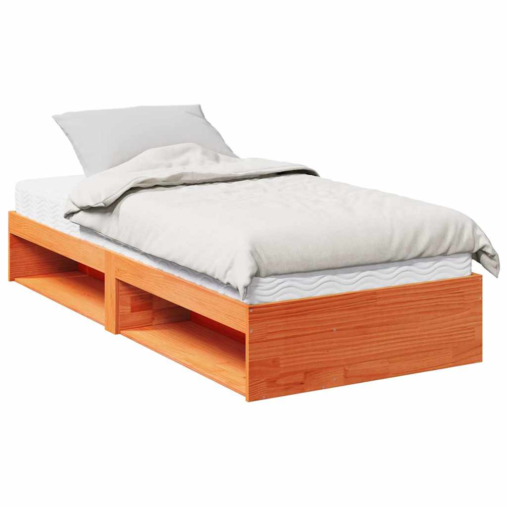 Day Bed with Mattress Wax Brown 90x190 cm Solid Wood Pine