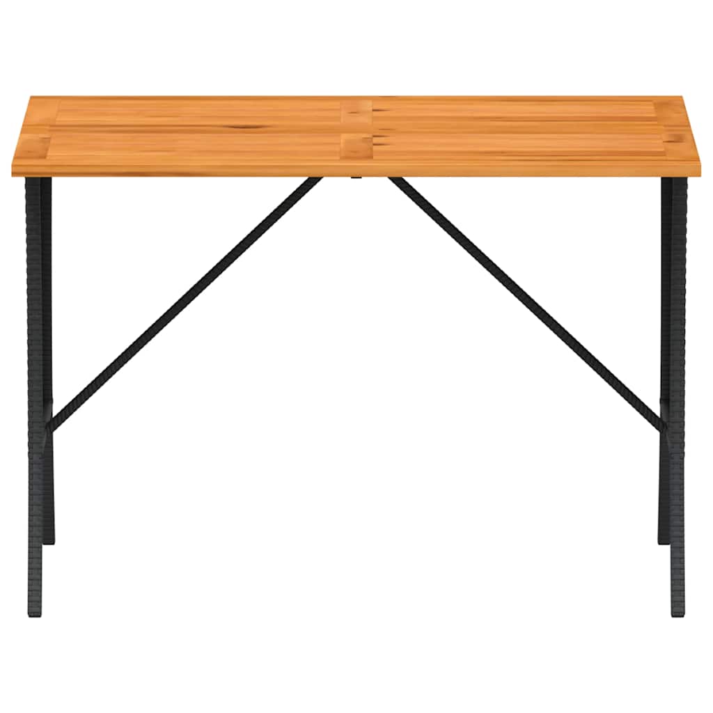 Garden Table with Acacia Wood Top Black 105x75x72 cm Poly Rattan