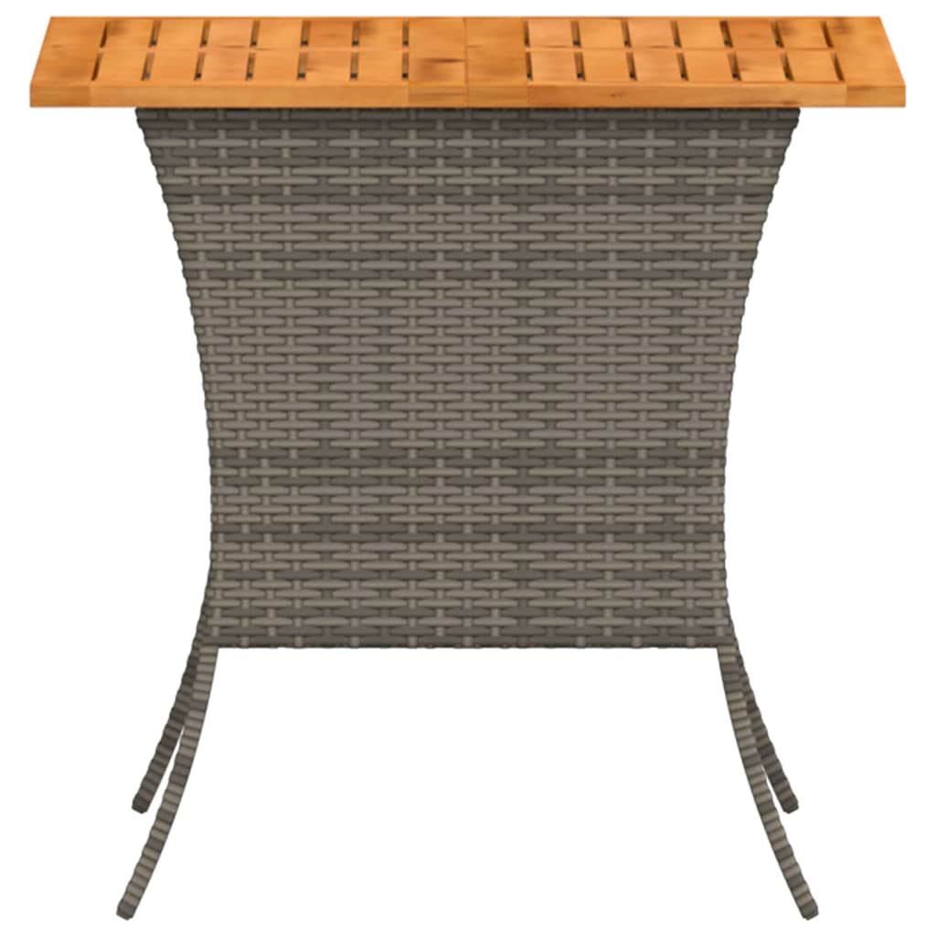 Garden Table with Acacia Wood Top Grey 105x75x72 cm Poly Rattan