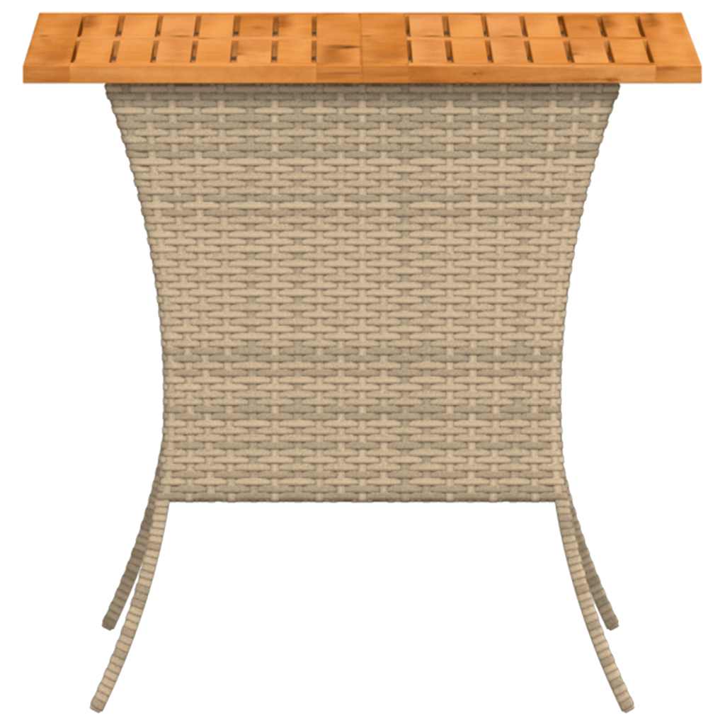 Garden Table with Acacia Wood Top Beige 105x75x72 cm Poly Rattan