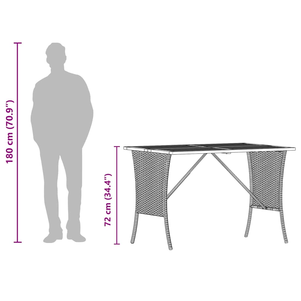 Garden Table with Acacia Wood Top Beige 105x75x72 cm Poly Rattan