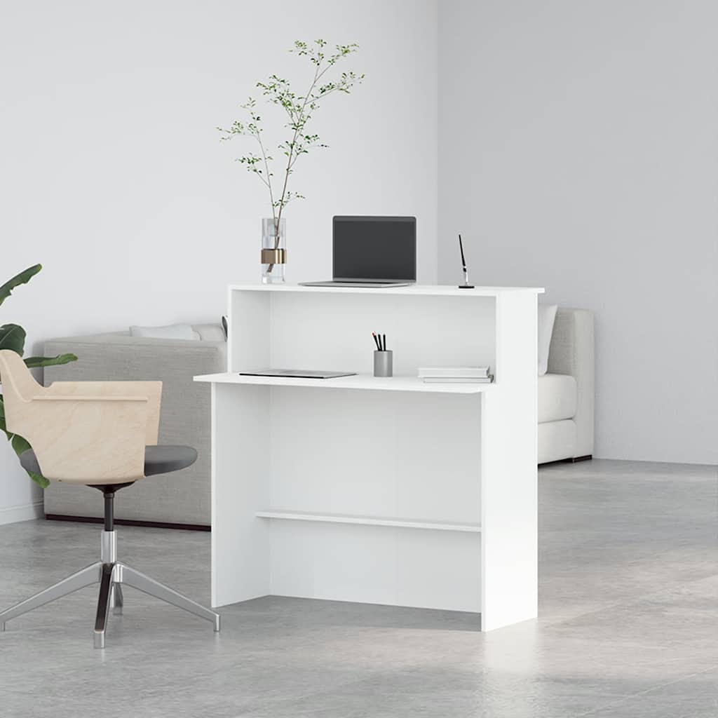 Reception Desk White 100x50x103.5 cm Engineered Wood