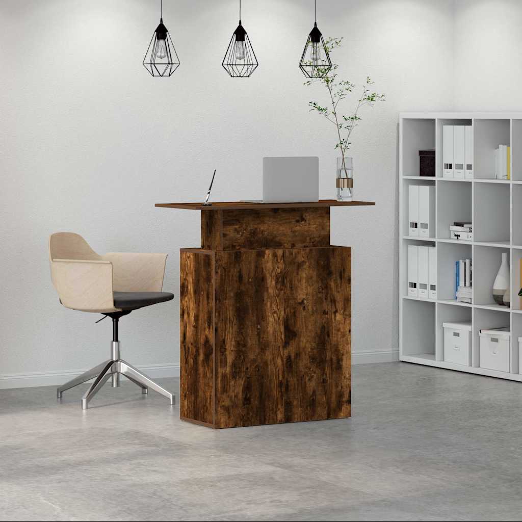 Reception Desk Smoked Oak 100x40x104 cm Engineered Wood