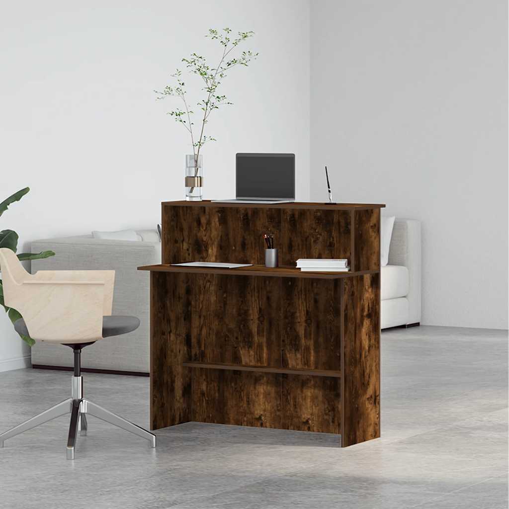 Reception Desk Smoked Oak 100x40x104 cm Engineered Wood