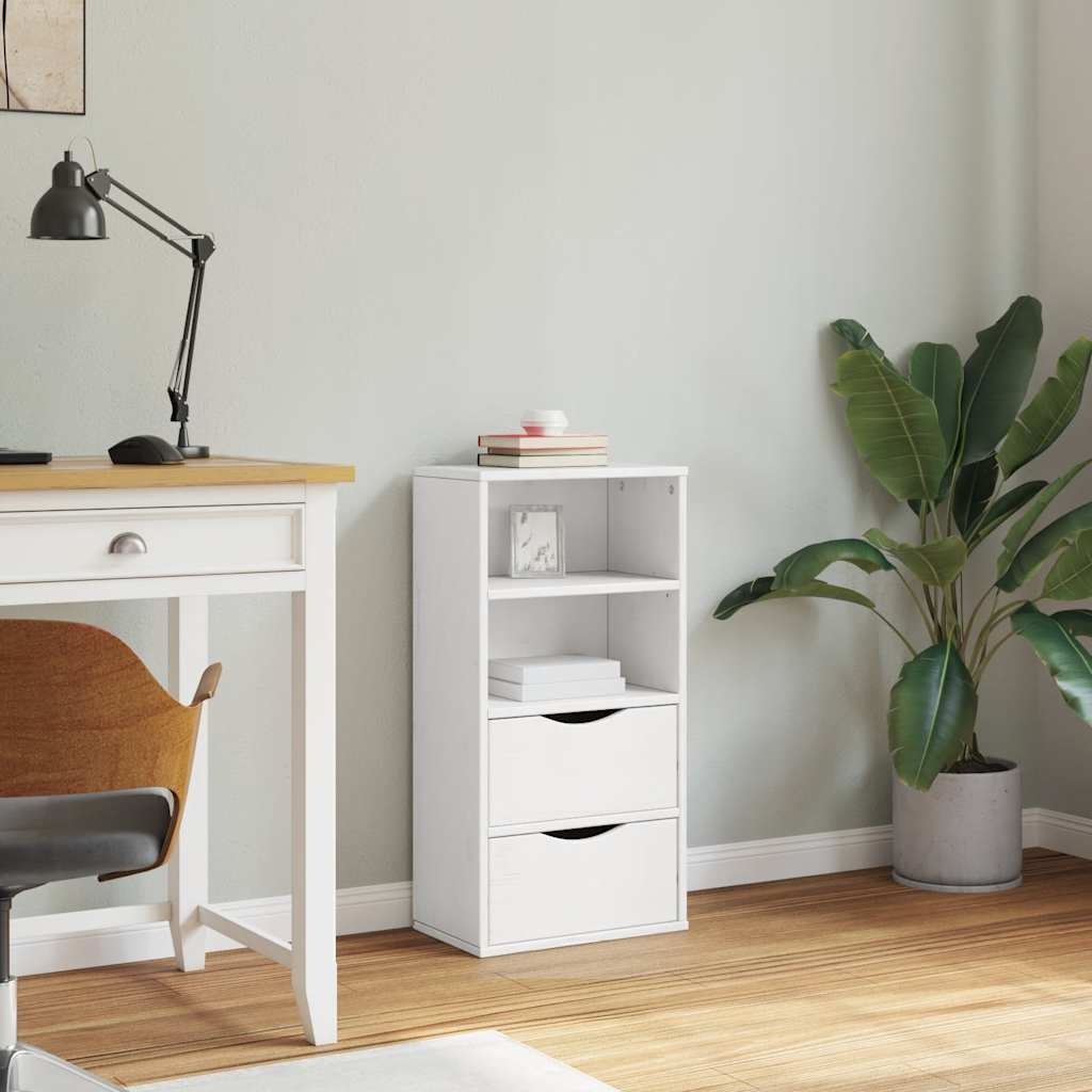 Side Cabinet with Drawers ODDA White 40x24x79 cm Solid Wood Pine