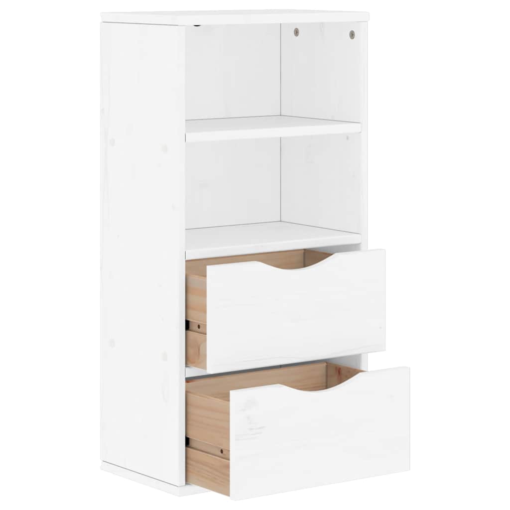 Side Cabinet with Drawers ODDA White 40x24x79 cm Solid Wood Pine