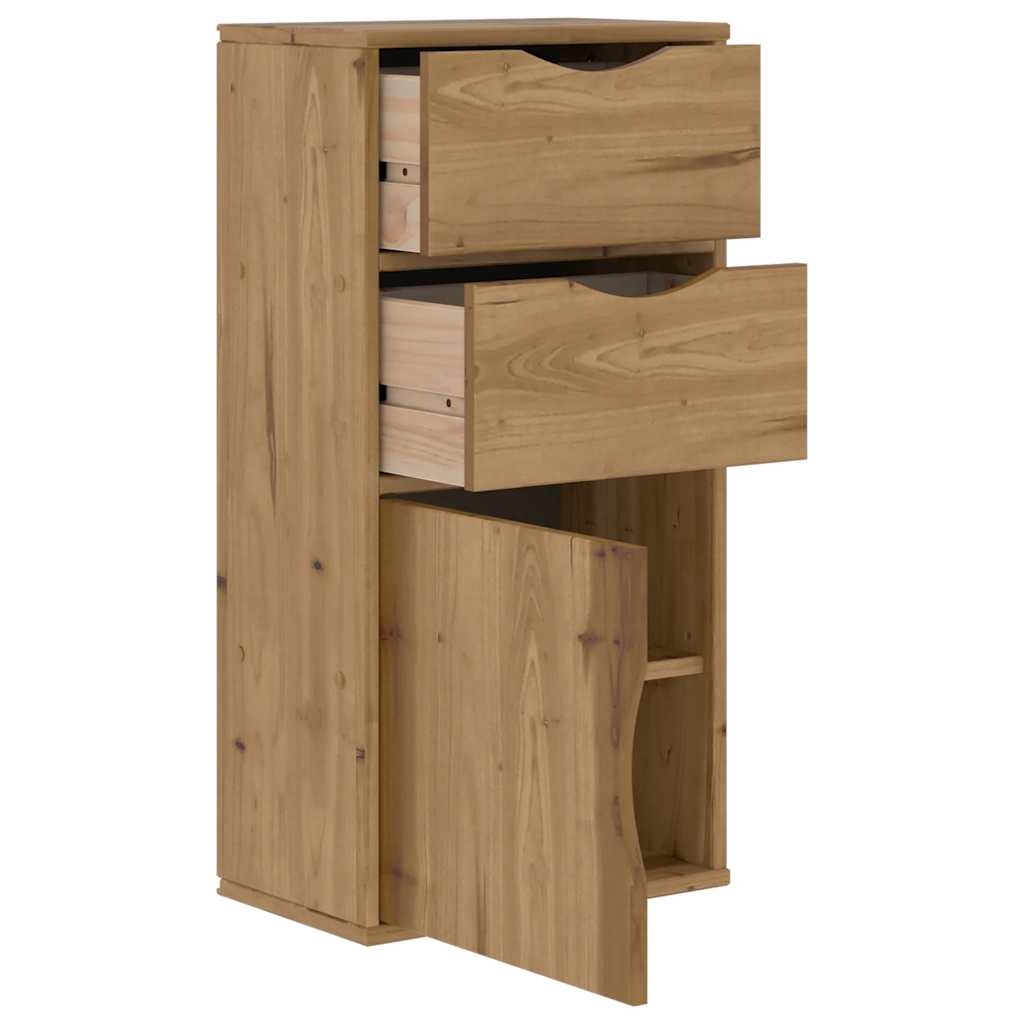 Side Cabinet with Drawers ODDA 40x24x79 cm Solid Wood Pine