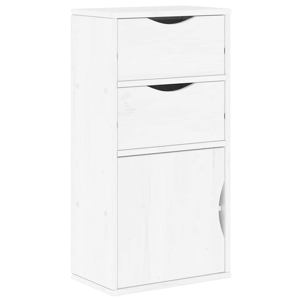 Side Cabinet with Drawers ODDA White 40x24x79 cm Solid Wood Pine