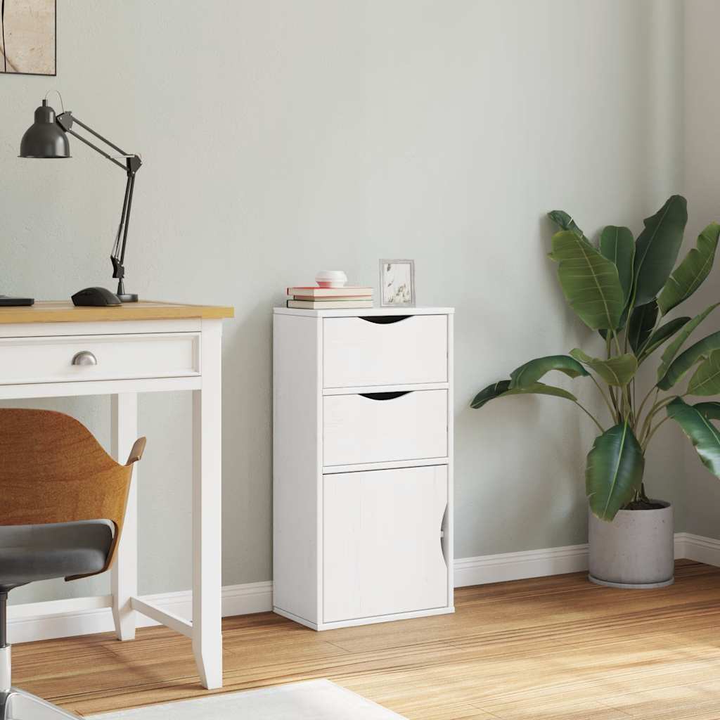 Side Cabinet with Drawers ODDA White 40x24x79 cm Solid Wood Pine