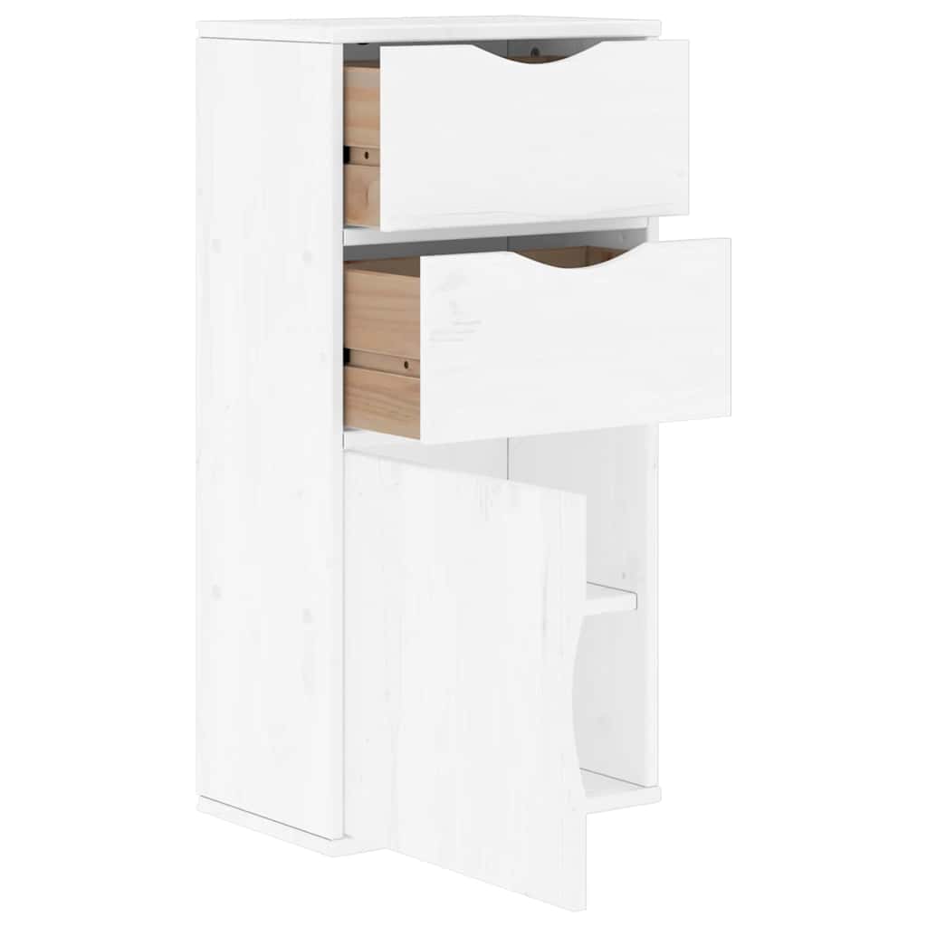 Side Cabinet with Drawers ODDA White 40x24x79 cm Solid Wood Pine