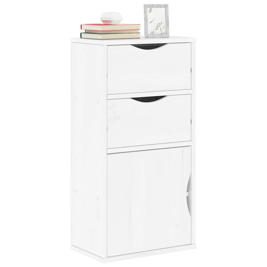 Side Cabinet with Drawers ODDA White 40x24x79 cm Solid Wood Pine