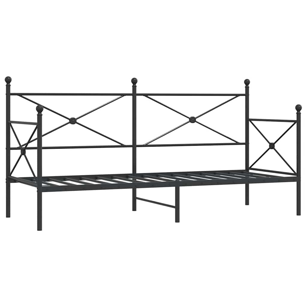 Day Bed without Mattress Black 75x190 cm Steel