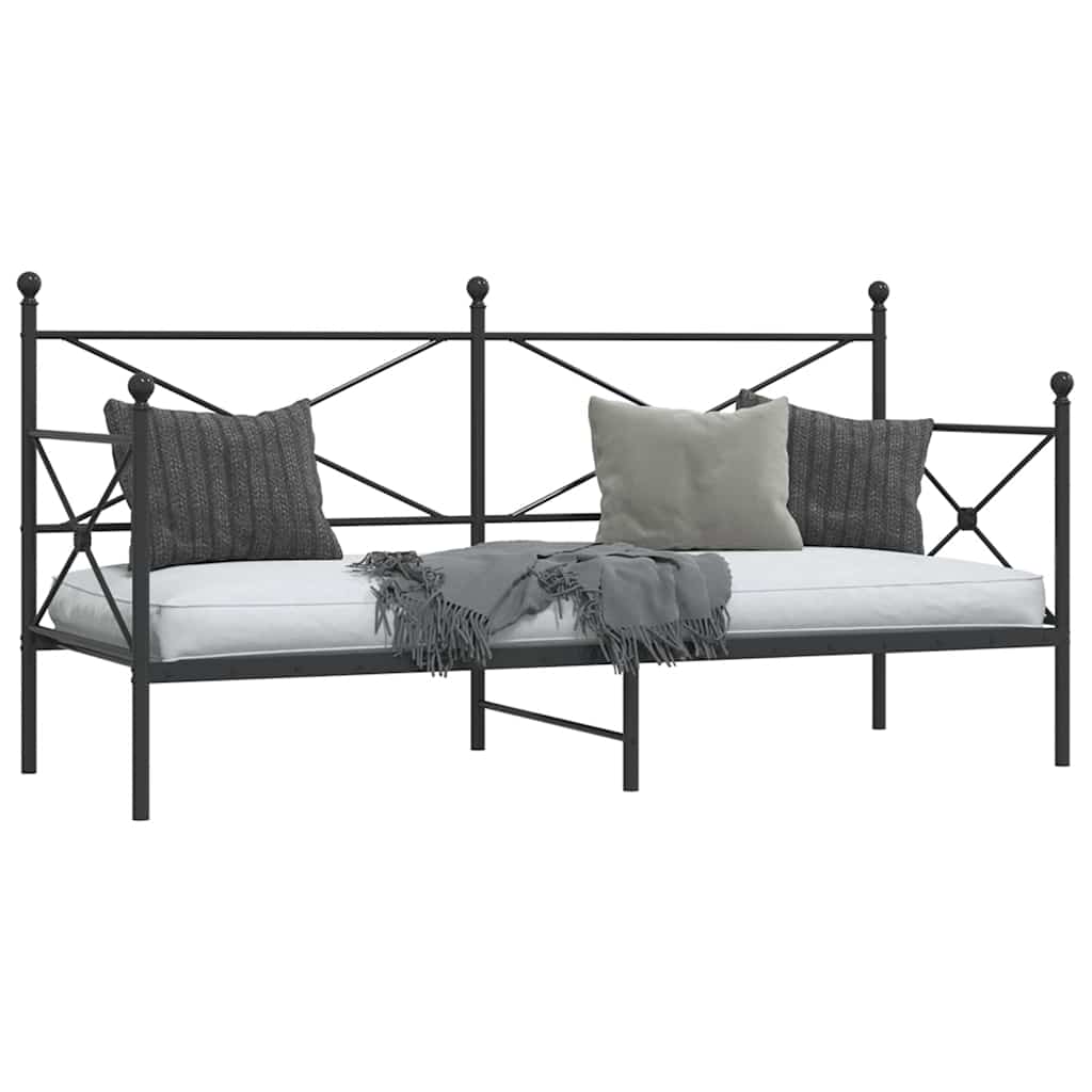 Day Bed without Mattress Black 75x190 cm Steel