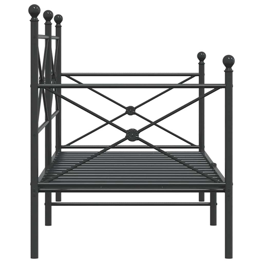 Day Bed without Mattress Black 75x190 cm Steel