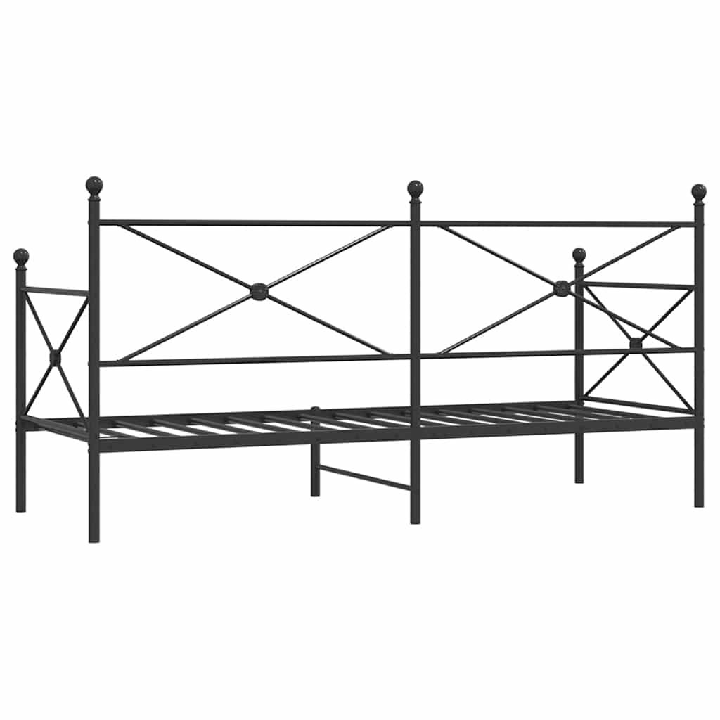Day Bed without Mattress Black 75x190 cm Steel