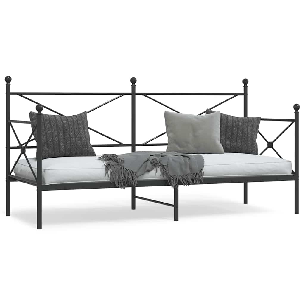 Day Bed without Mattress Black 75x190 cm Steel