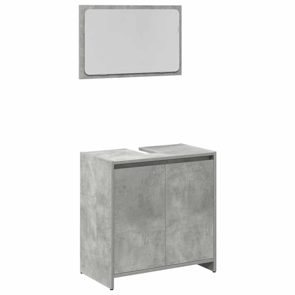 4 Piece Bathroom Furniture Set Concrete Grey Engineered Wood