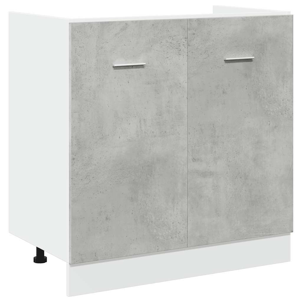 7 Piece Kitchen Cabinet Set Lyon Concrete Grey Engineered Wood