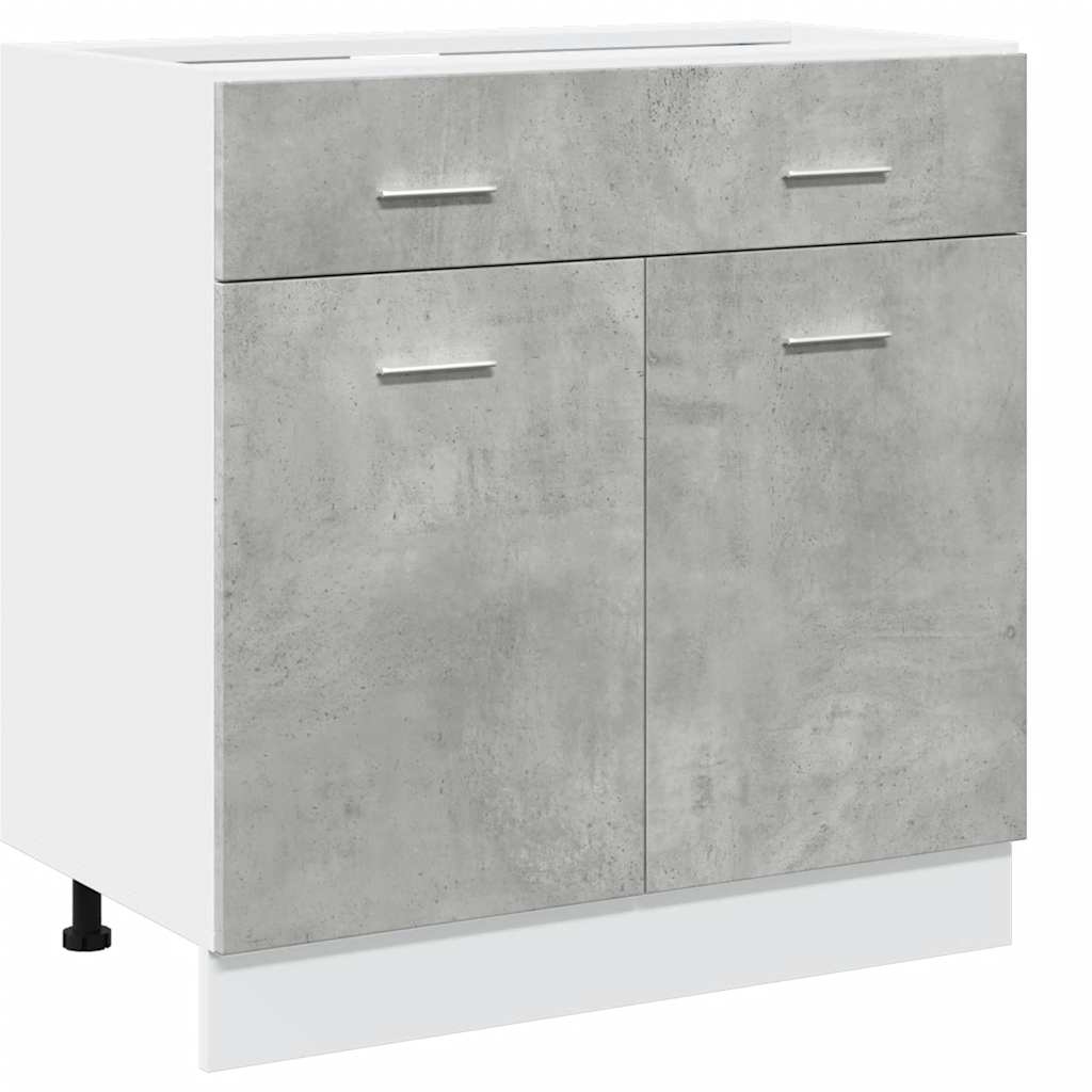 7 Piece Kitchen Cabinet Set Lyon Concrete Grey Engineered Wood