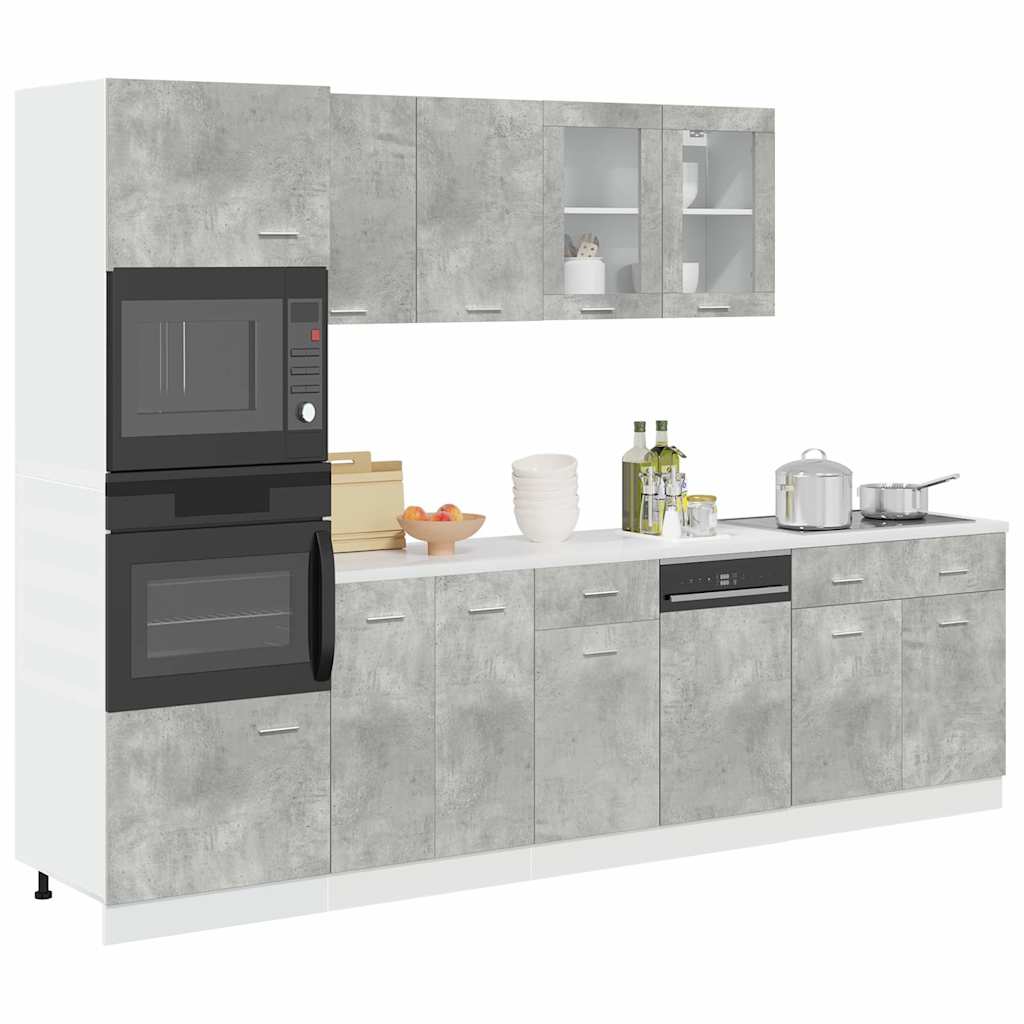 7 Piece Kitchen Cabinet Set Lyon Concrete Grey Engineered Wood