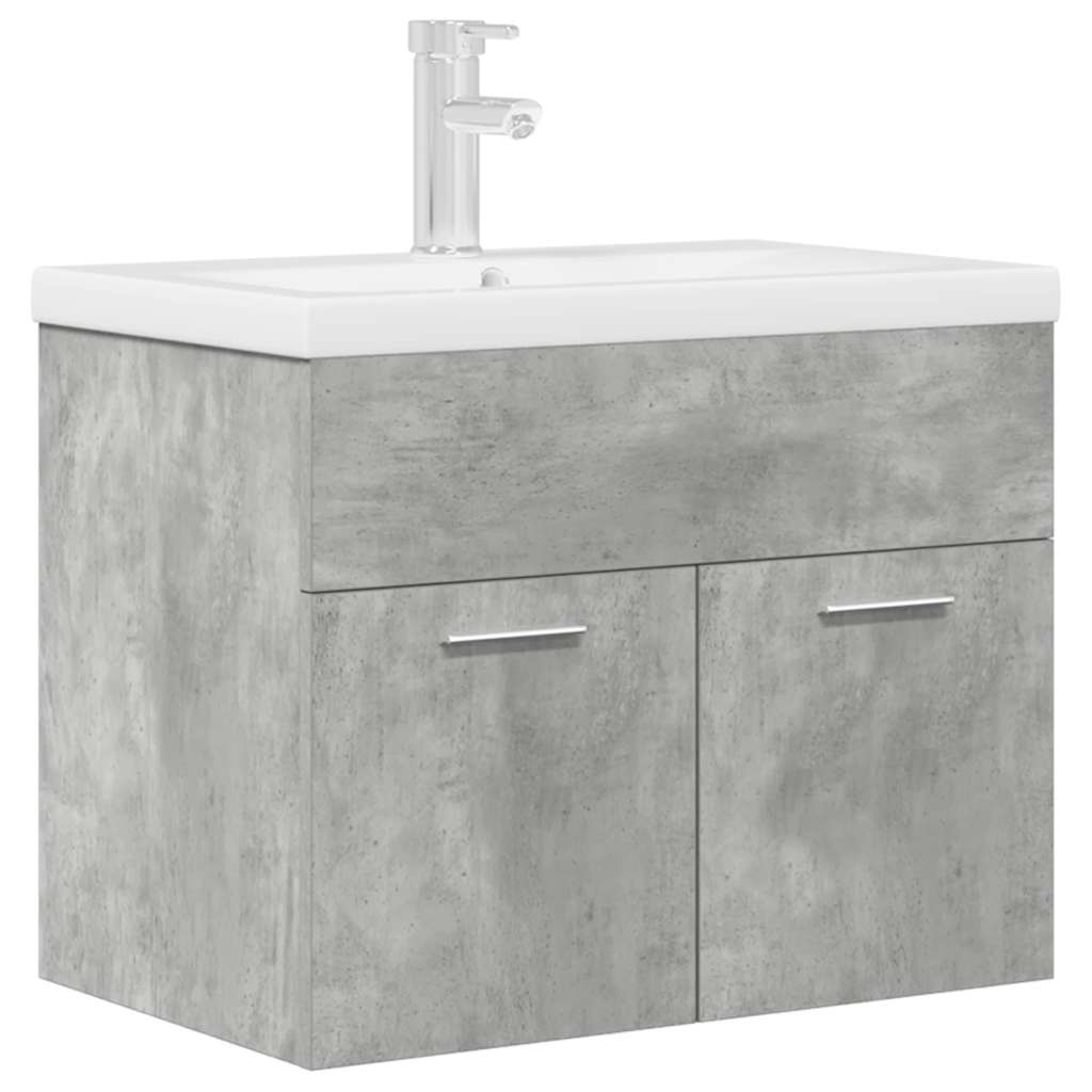 Bathroom Sink Cabinet with Built-in Basin and Faucet Concrete Grey