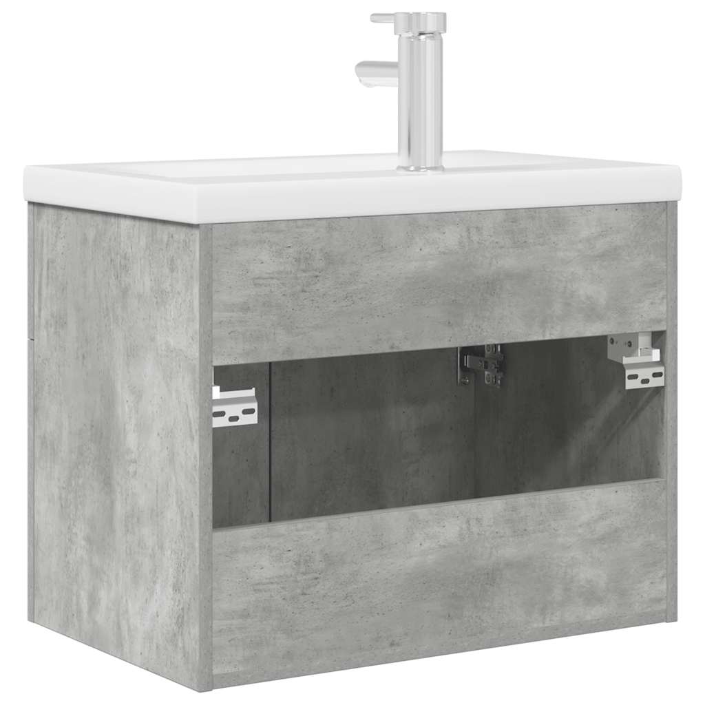 Bathroom Sink Cabinet with Built-in Basin and Faucet Concrete Grey