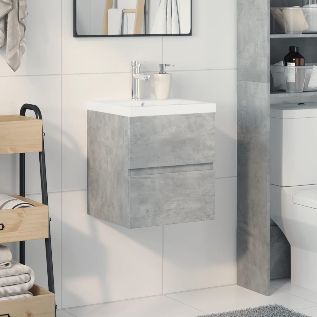 2 Piece Bathroom Furniture Set Concrete Grey Engineered Wood