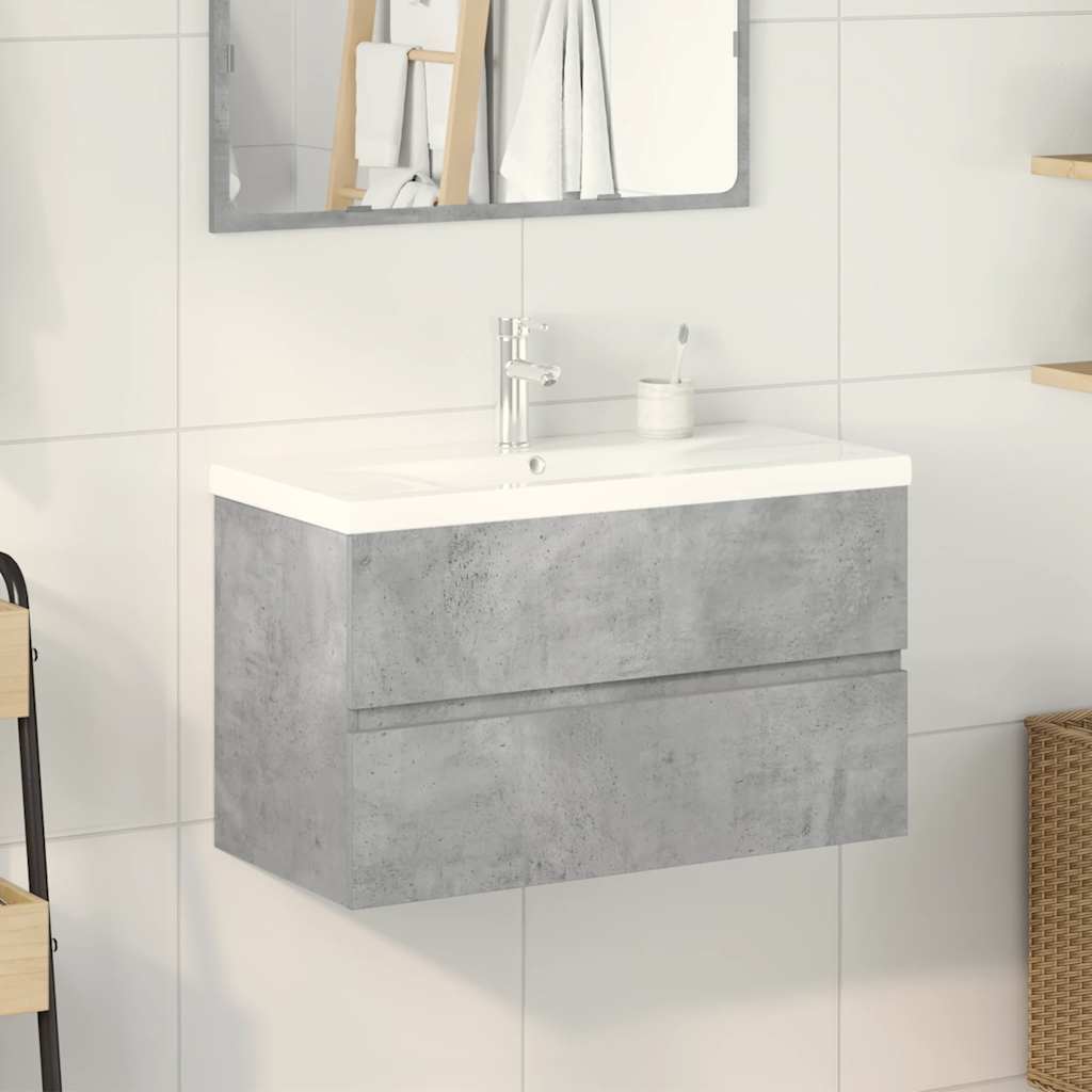 2 Piece Bathroom Furniture Set Concrete Grey Engineered Wood