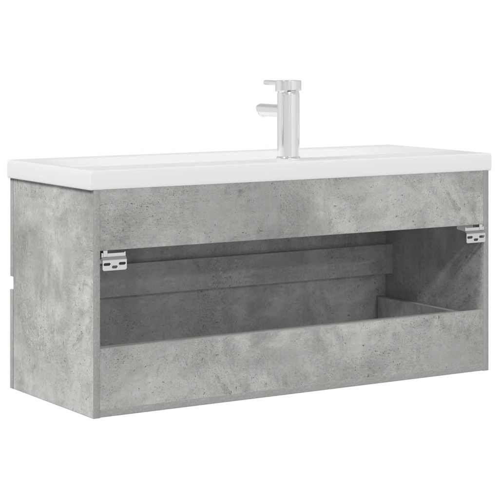 2 Piece Bathroom Furniture Set Concrete Grey Engineered Wood