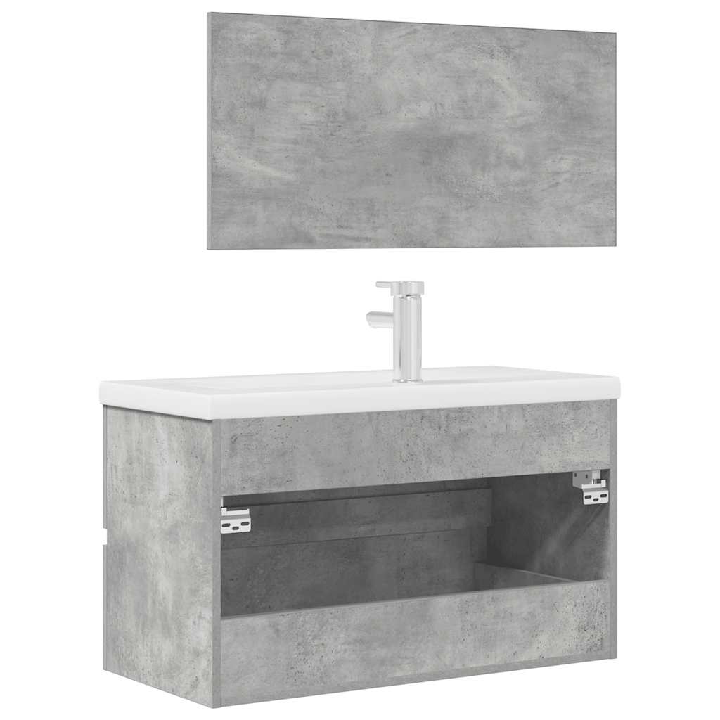 3 Piece Bathroom Furniture Set Concrete Grey Engineered Wood